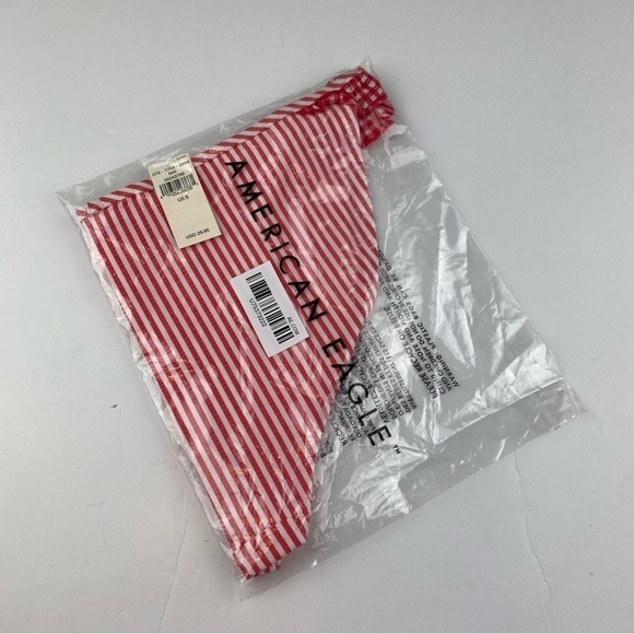 Aerie Seersucker Ruffle Bikini Bottom Textured Red Stripes Size S NWT - Picture 4 of 4